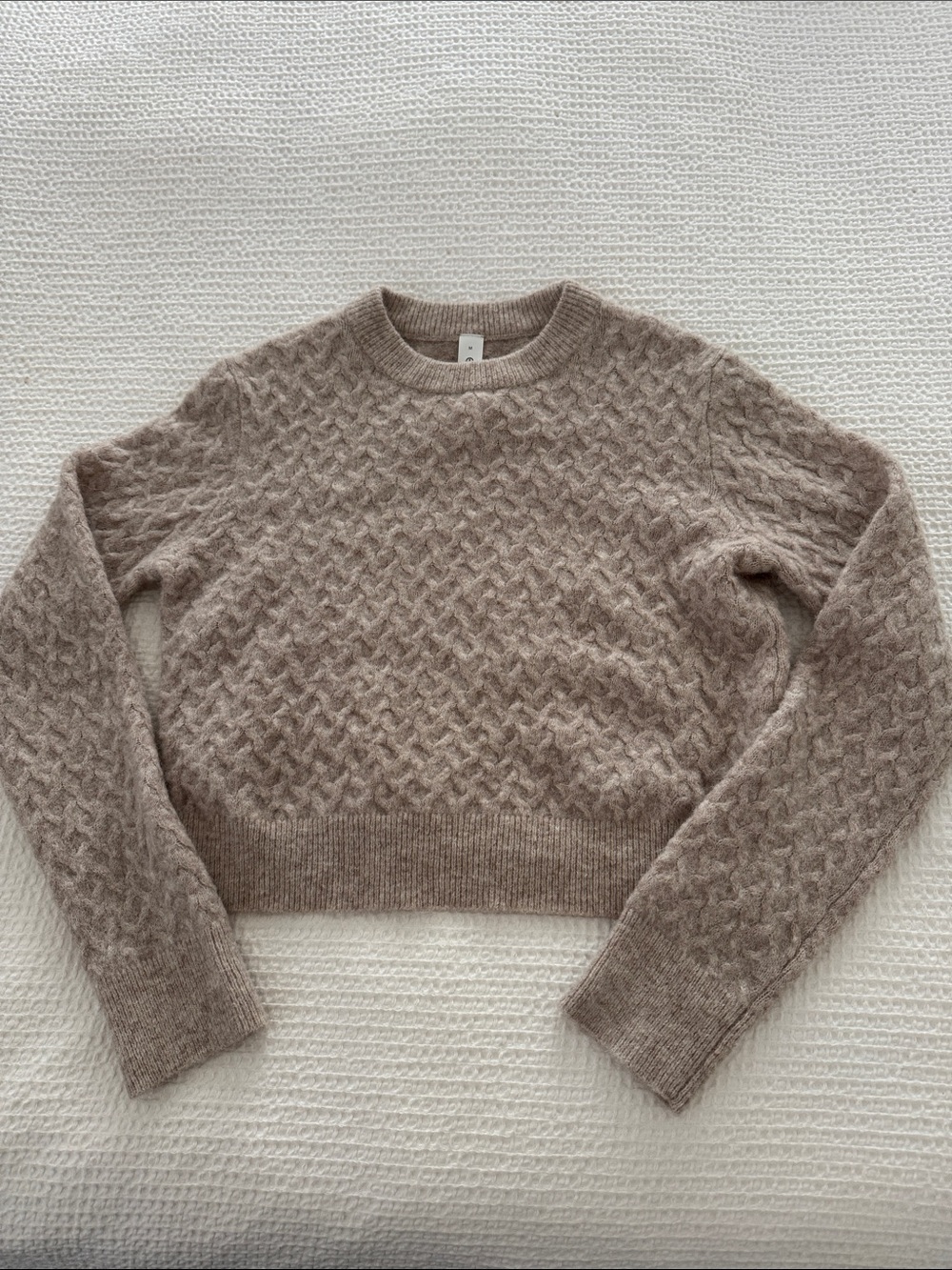 Lululemon Women's Taupe Cable-Knit Alpaca Crewneck Sweater